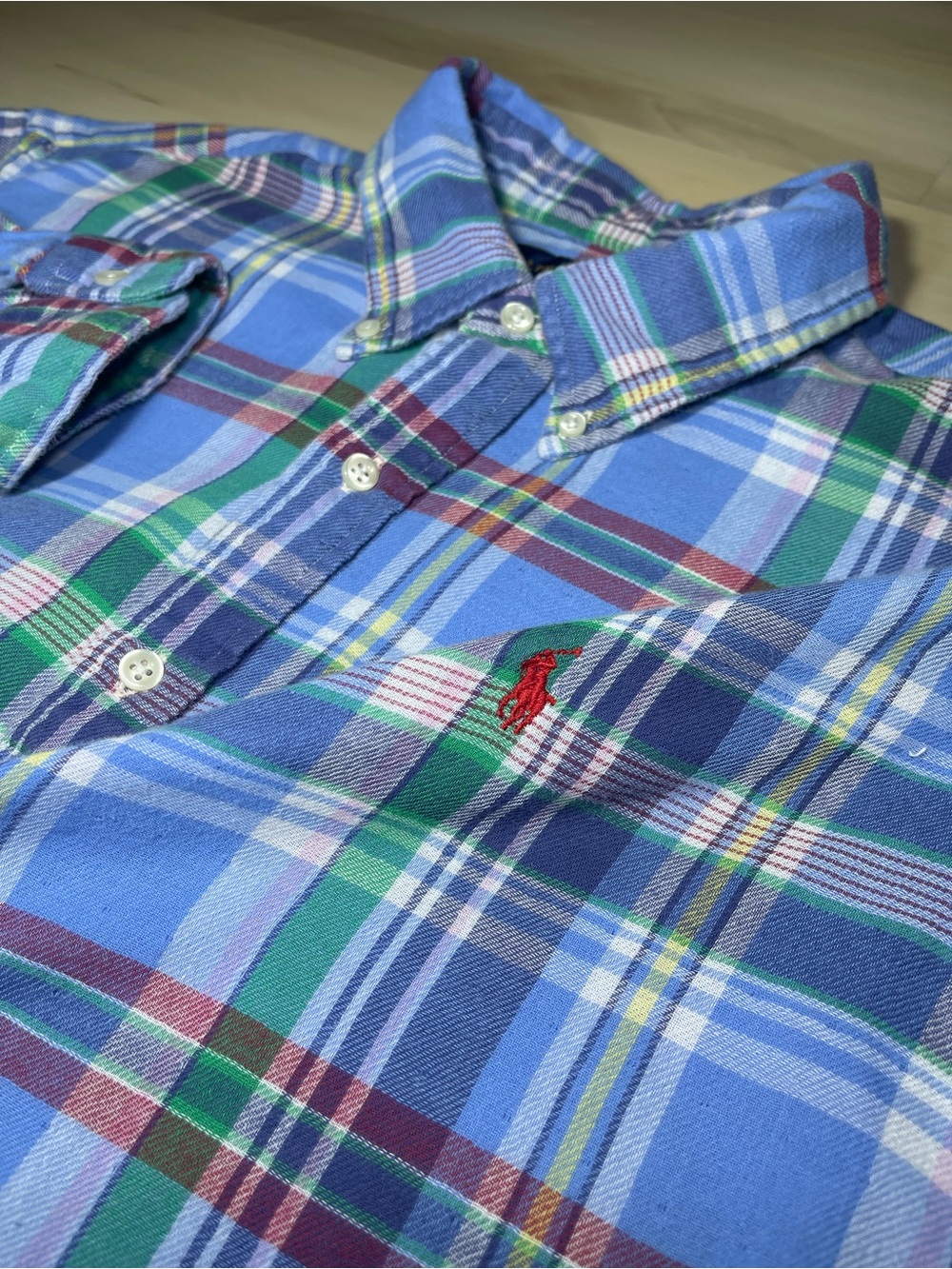 Polo Ralph Lauren Shirt Men’s 2XL Blue Check Plaid Double Faced Flannel